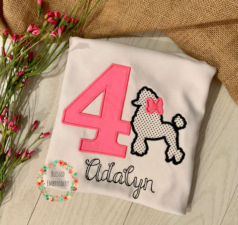 Girls Poodle Birthday Shirt