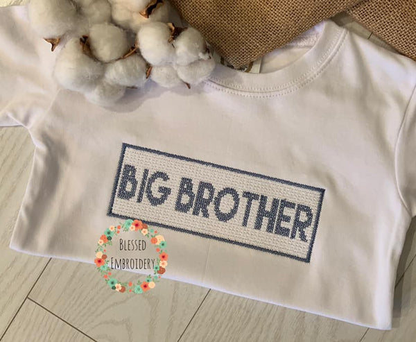 Big Brother Shirt, Big Brother Faux Smocked Shirt, Big Brother Embroidered Shirt