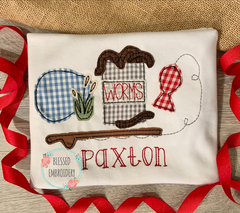 Boys Fishing Applique Shirt, Monogrammed Fishing Applique Shirt