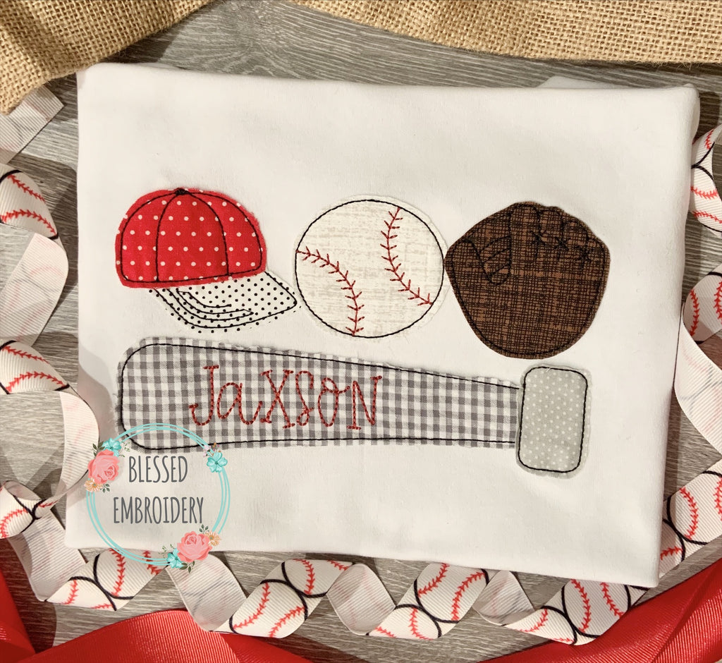 Baseball Applique Shirt, Monogrammed Baseball Shirt, Personalized Baseball Applique Shirt