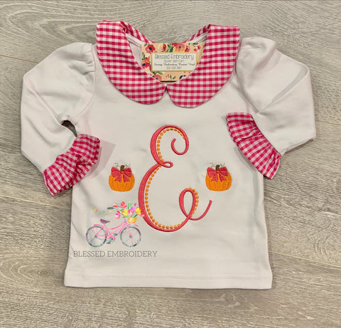 Girls Fall Shirt, Girls Monogrammed Pumpkin Shirt