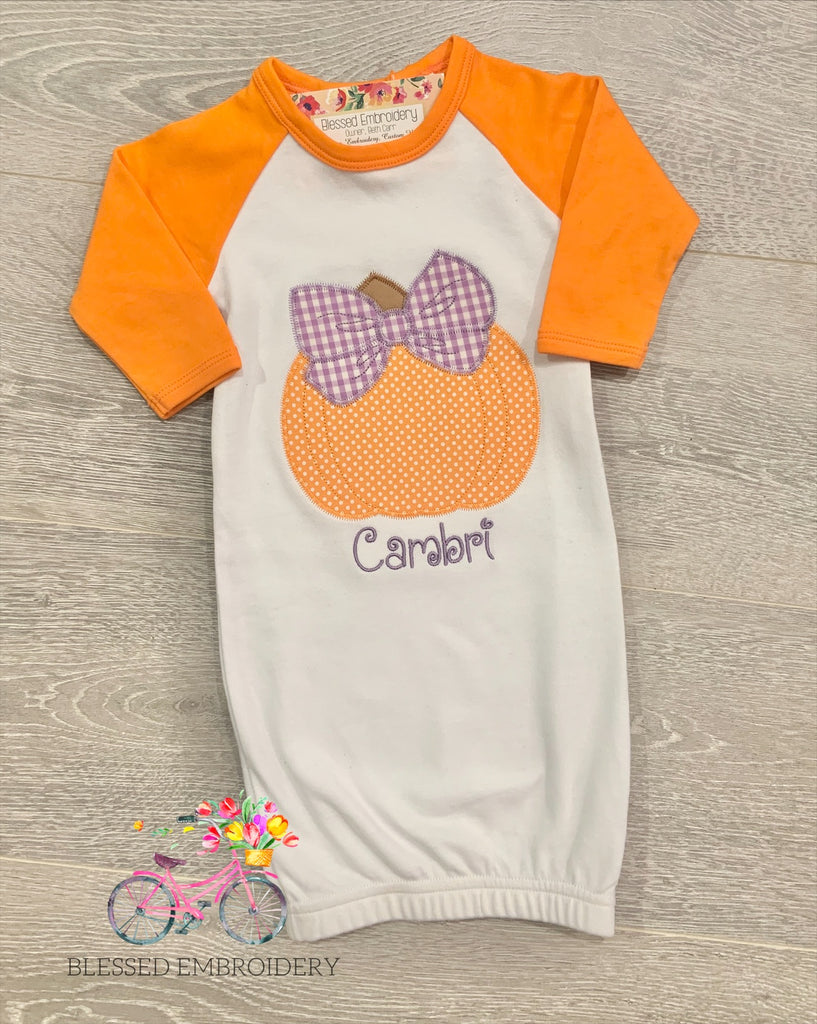 Pumpkin Monogrammed Baby Gown