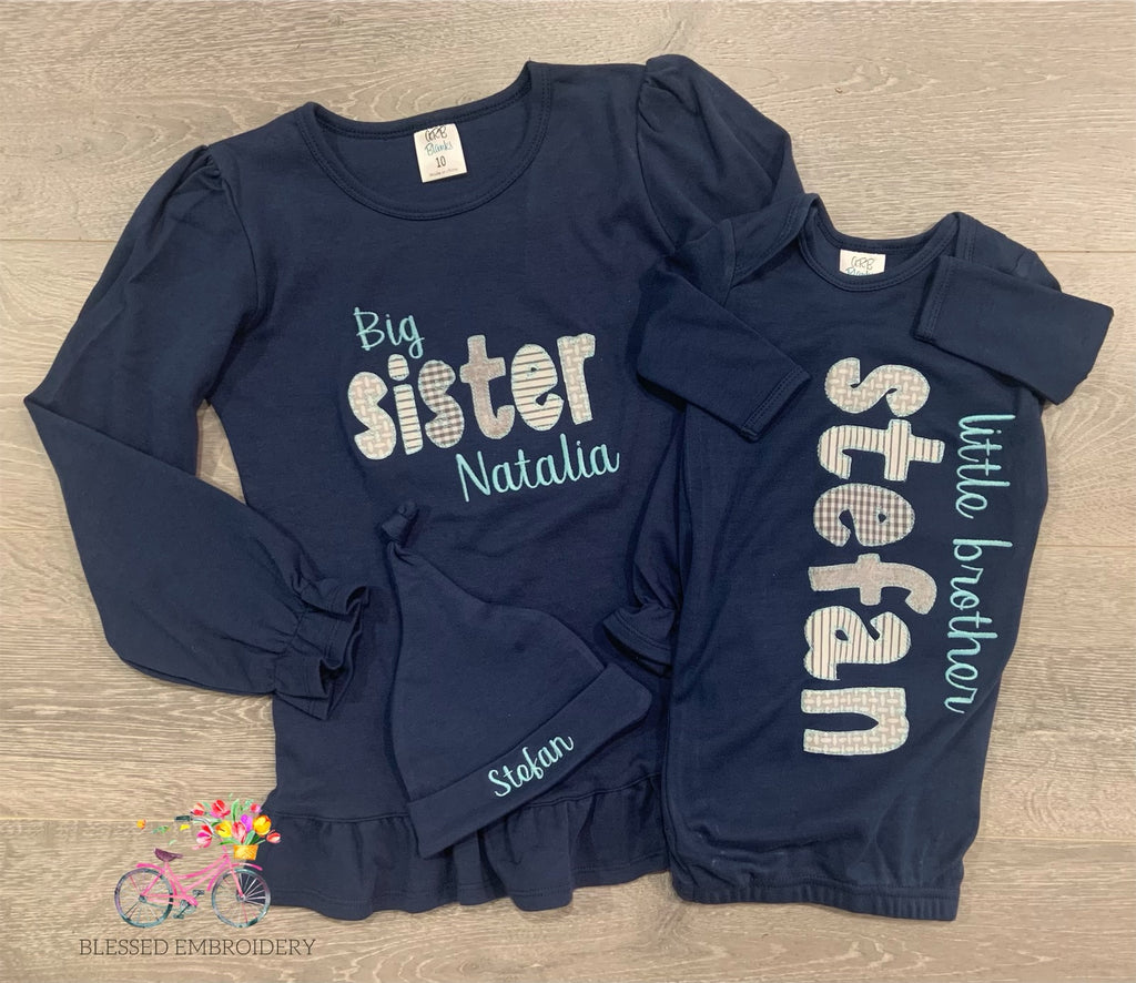 Monogrammed Sibling Outfits, Sibling Coming Home Outfits