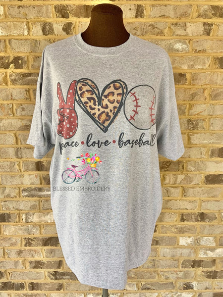 Baseball Mom Shirt, Peace Love Baseball Shirt