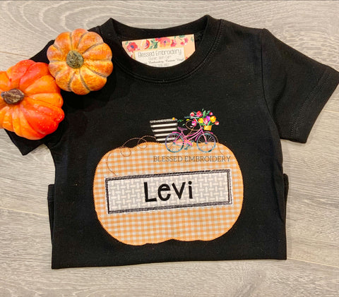Boys Fall shirt, Boys Pumpkin Applique Shirt