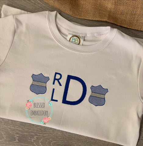 Boys Monogrammed Thin Blue Line Shirt