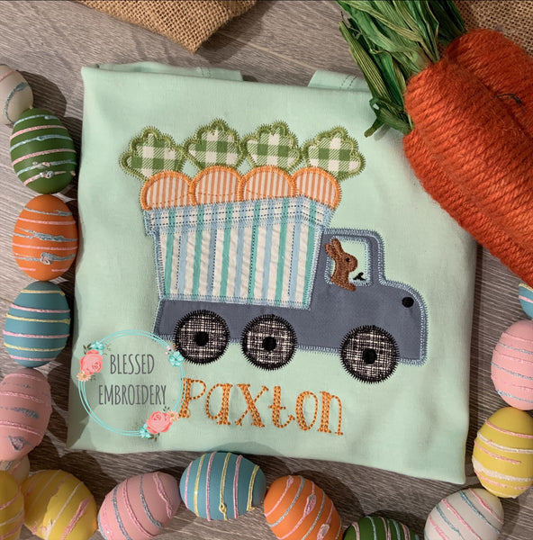 Boys Easter Shirt, Boys Personalized Easter Shirt, Boys Dump Truck Applique Shirt, Boys Dump Truck Easter Shirt