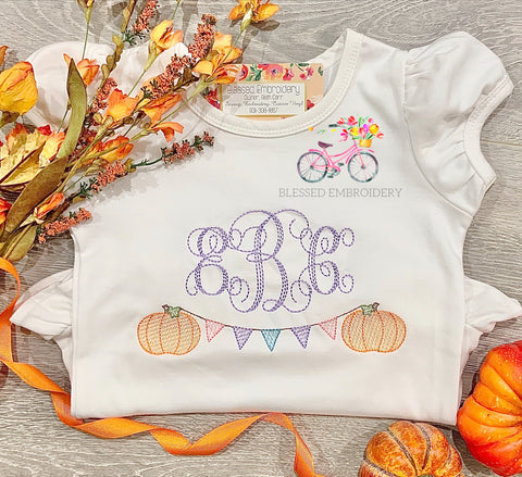 Girls Monogrammed Pumpkin Shirt