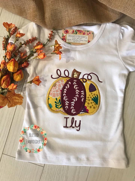 Girls Fall Shirt, Girls monogrammed pumpkin shirt, girls Monogrammed fall shirt