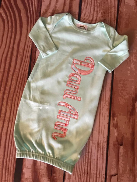 Baby Girl Gown, Baby Girl Coming Home Outfit, Baby Girl Gown, Monogrammed Baby Girl Gown