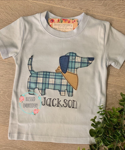 Dog Applique Shirt, Boys Monogrammed Dog Shirt