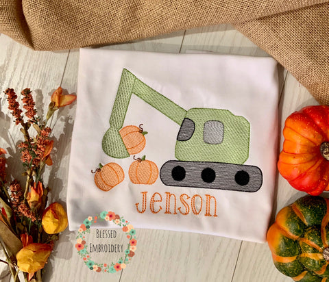 Boys Fall shirt, Boys Pumpkin Applique Shirt