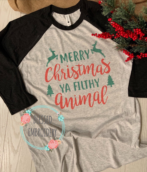Merry Christmas Ya Filthy Animal Shirt, Merry Christmas Ya Filthy Animal Raglan