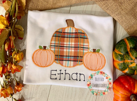 Boys monogrammed fall shirt, boys fall shirt, boys monogrammed pumpkin appliqué shirt