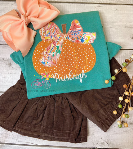 Girls Fall Shirt, Girls monogrammed pumpkin shirt