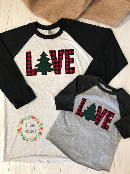 Mommy and Me Christmas Shirts, Mommy and Me Christmas Raglans, Love Christmas Shirt
