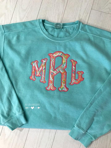 Monogrammed Comfort Color Shirt, Monogrammed Applique Comfort color shirt, monogrammed shirt