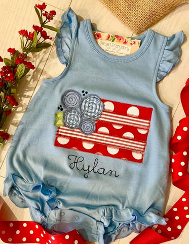 Girls Patriotic Applique Bubble, Girls Patriotic Applique Outfit