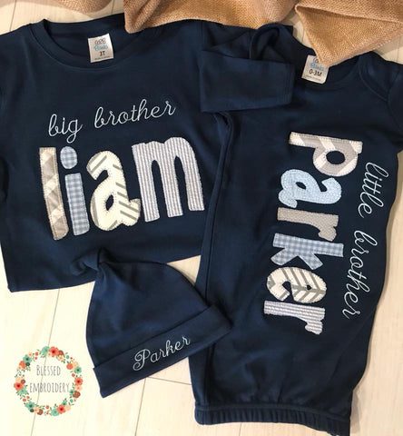 Big Brother Little brother outfits, Big Brother Shirt, Little Brother Gown, Brother Applique Outfits