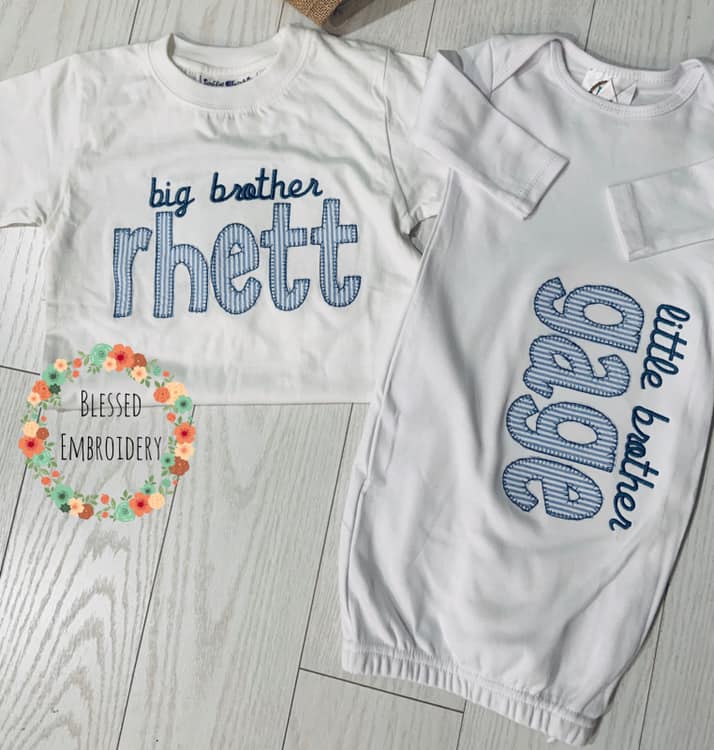 Big Brother Little brother outfits, Big Brother Shirt, Little Brother Gown, Brother Applique Outfits, Brother Monogrammed outfits