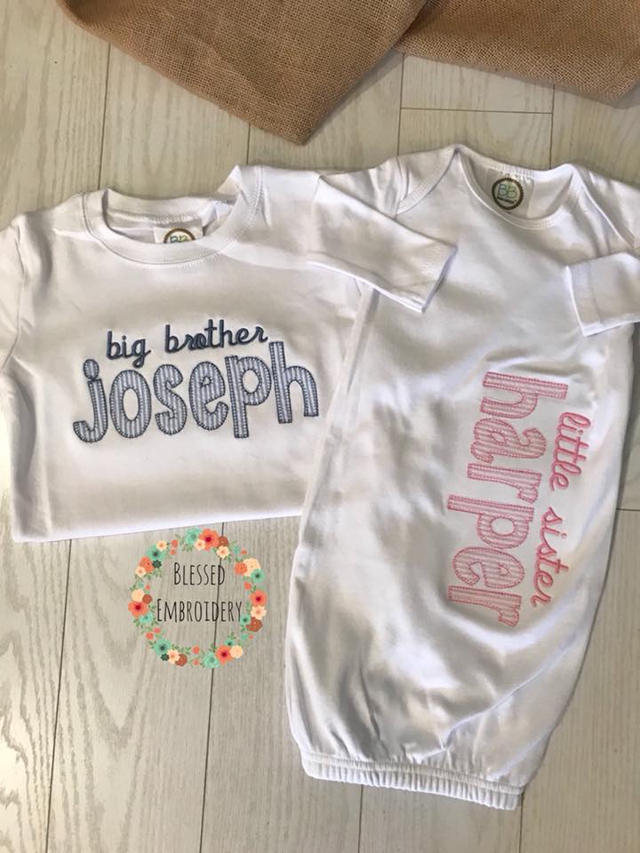 Big Brother Little Sister Outfits, Big Brother Shirt, Little Sister Gown, Sibling Hopsital Outfits
