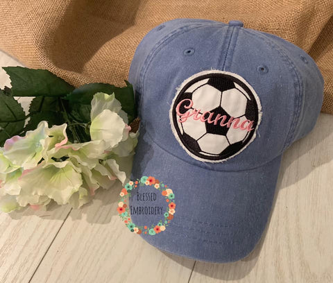 Monogrammed Soccer Hat, Soccer Mom Hat, Monogrammed Raggy Hat, Monogrammed Soccer Mom Hat