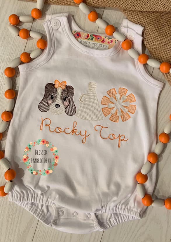 Girls Tennessee bubble, rocky top girls outfit, monogrammed girls Tennessee football outfit